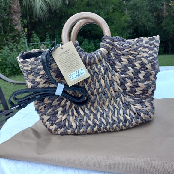 Patricia Nash Handbags - NWT PATRICIA NASH WOVEN STRAW TOTE BAG // CROSS BODY BAG WITH LEATHER STRAP